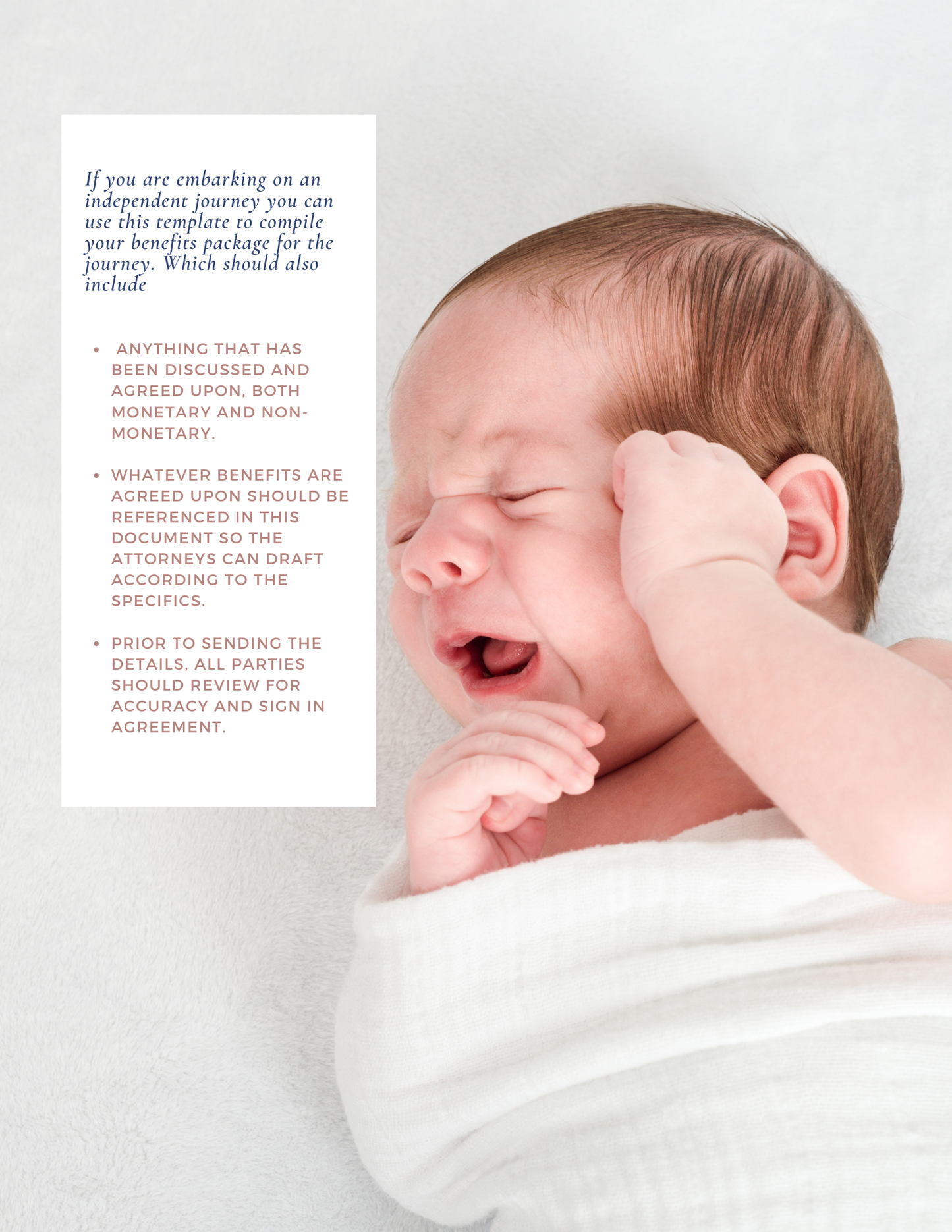 Sample page of the benefits package template