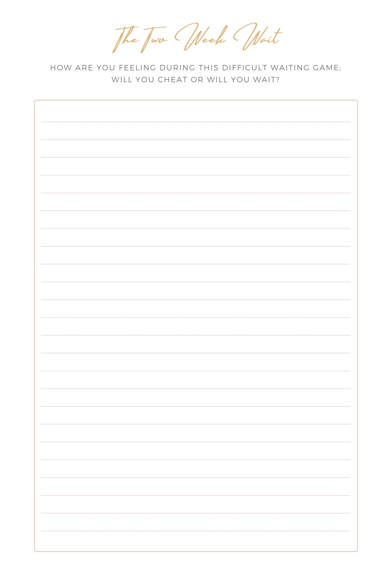Sample page of the 2 week wait log inside Surrogates Story Journal