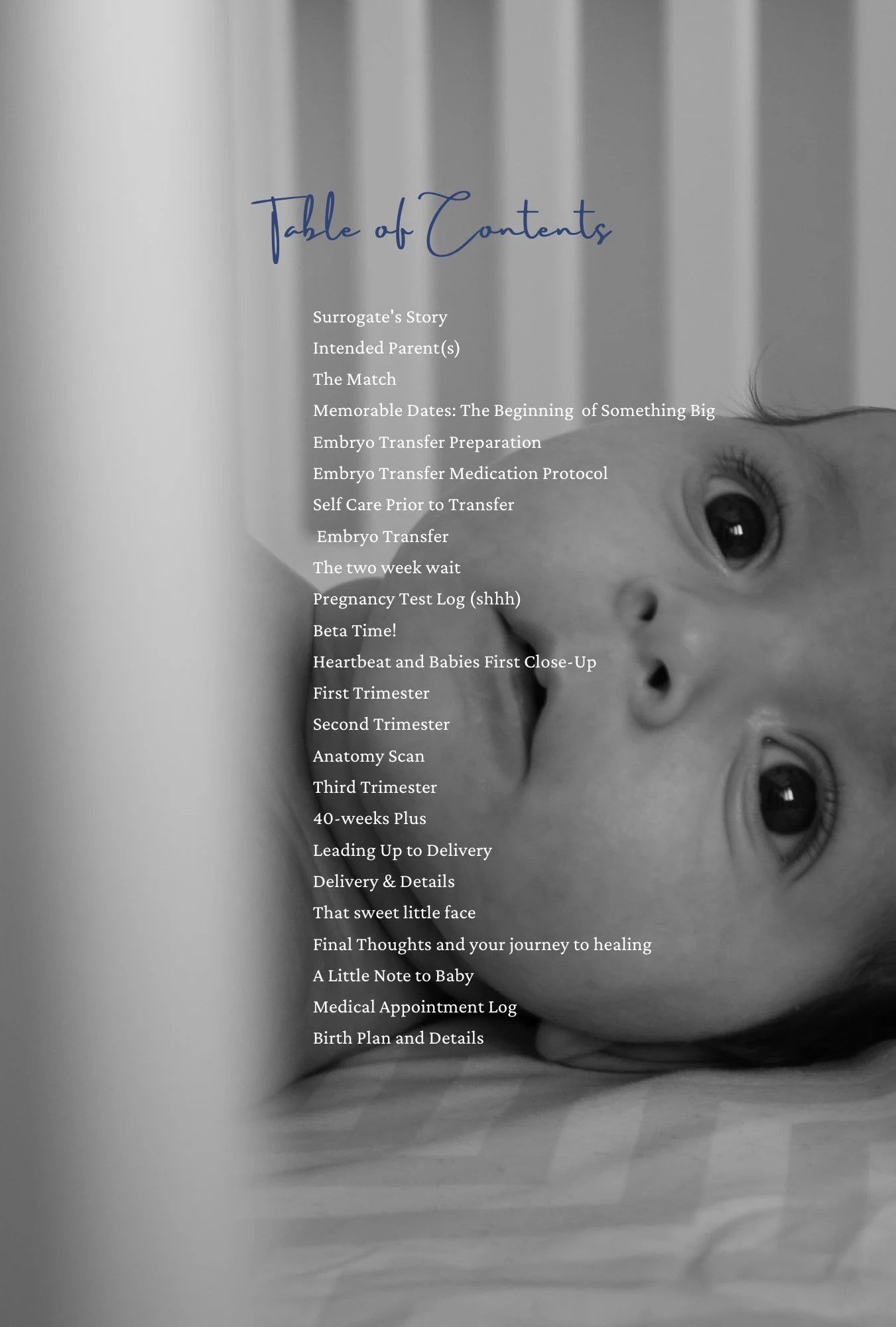 table of contents for the journal Surrogates Story