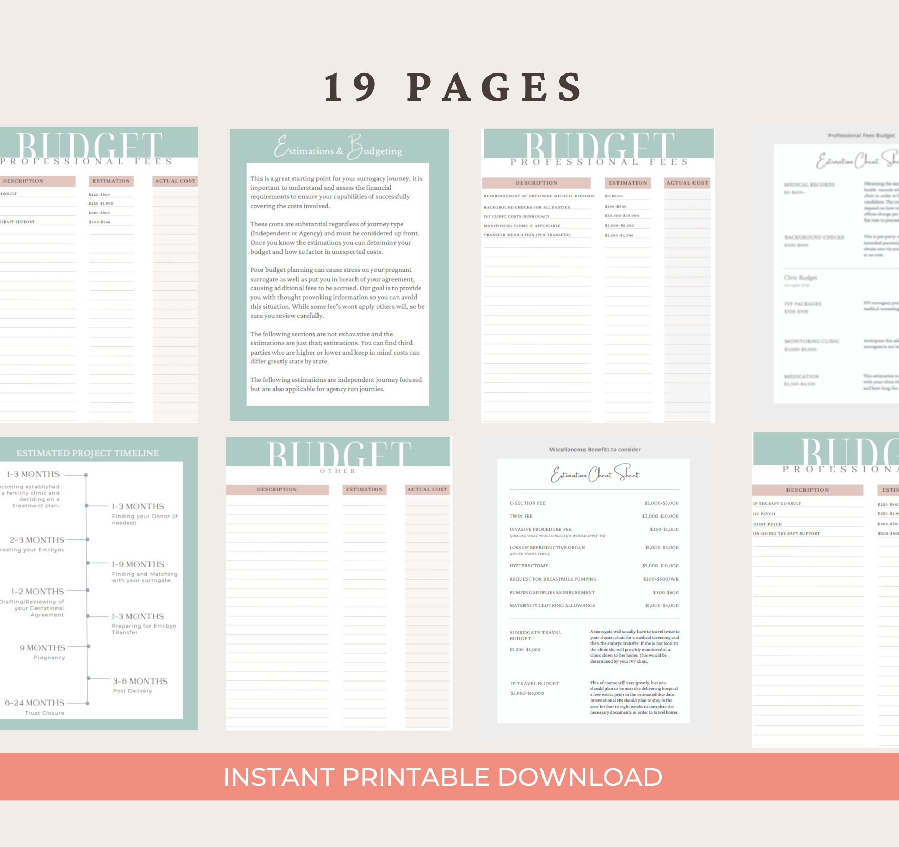 sample page of The Ultimate Surrogacy Budget Guide